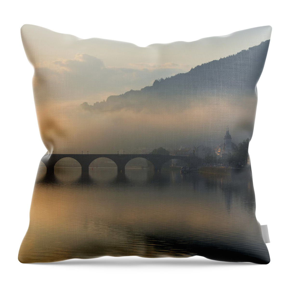 Tranquility Throw Pillow featuring the photograph Mist Over Heidelberg by Richard Fairless
