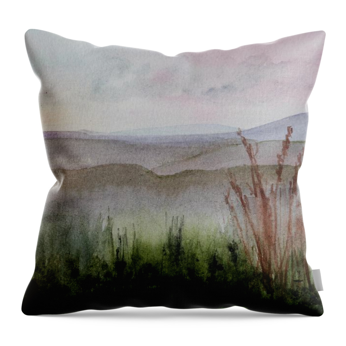 North East Kingdom Throw Pillow featuring the painting Misty Day in NEK by Donna Walsh