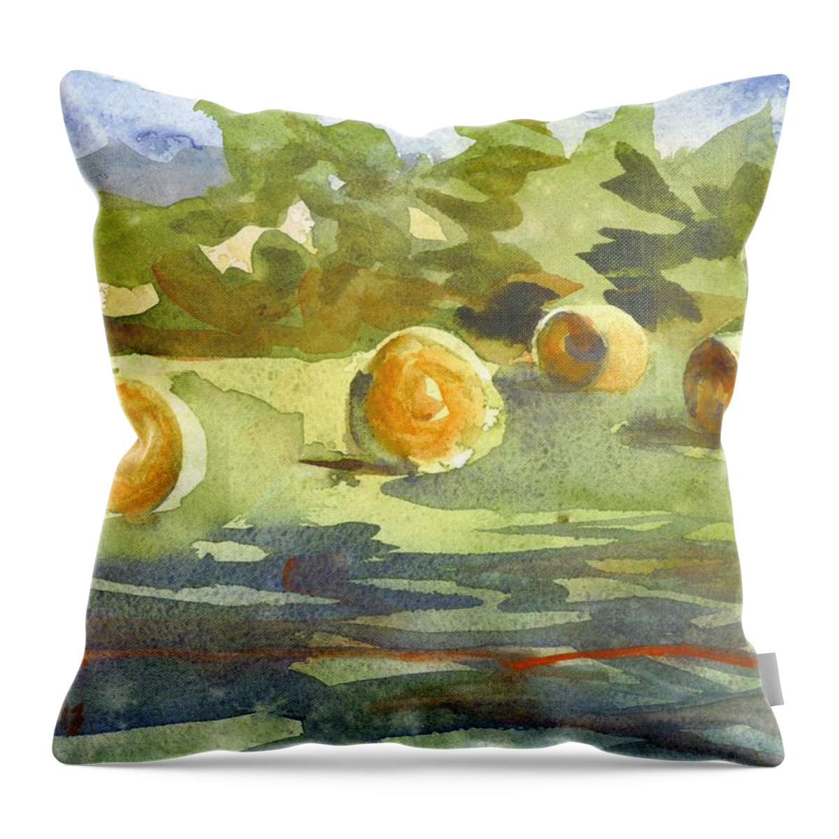 Misty Morning Gold Throw Pillow featuring the painting Misty Morning Gold by Kip DeVore