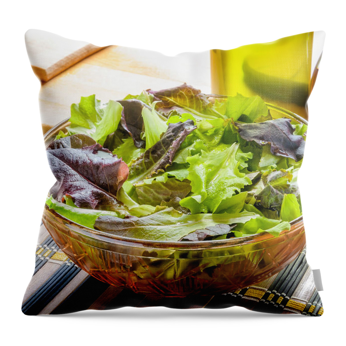 Olive Oil Throw Pillow featuring the photograph Mixed Salad with Condiments by Alain De Maximy