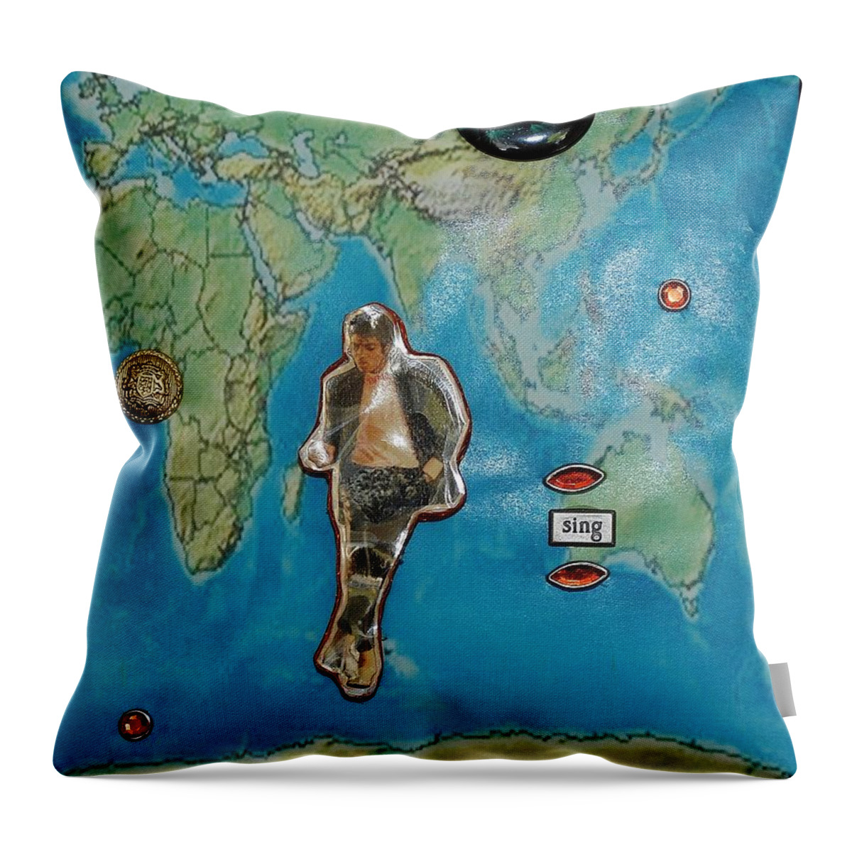 Mixed Media Throw Pillow featuring the painting MJ Rock With You by Karen Buford