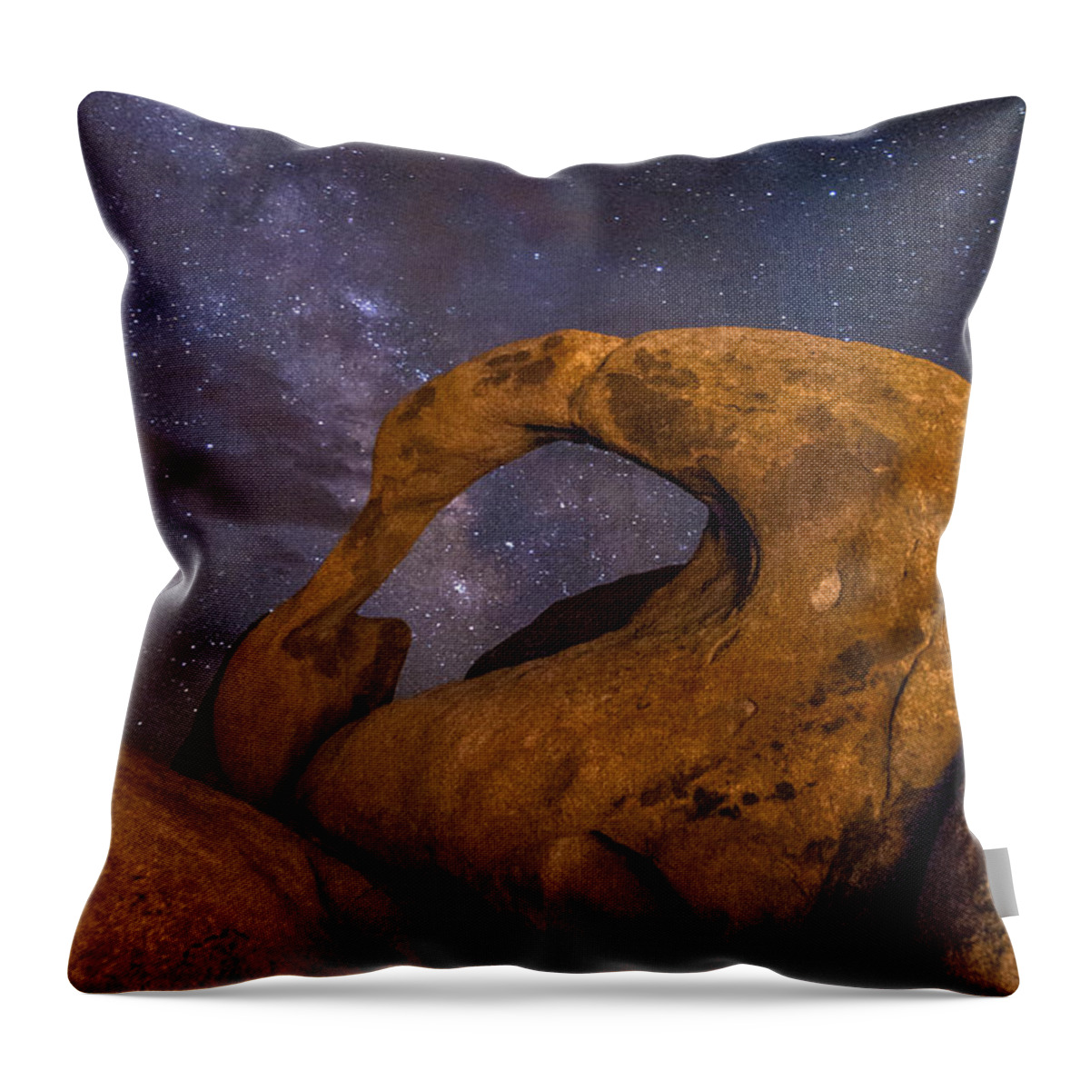 Night Throw Pillow featuring the photograph Mobius Arch and Milky Way by Cat Connor