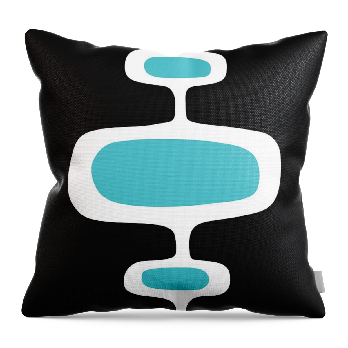 Black Throw Pillow featuring the digital art Mod Pod I White on Black by Donna Mibus