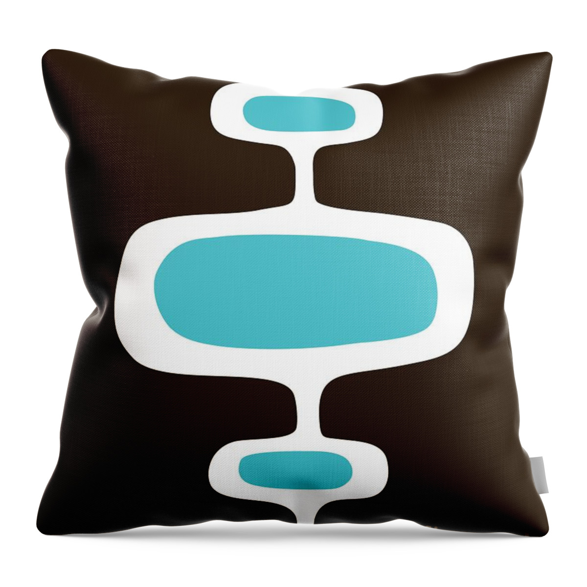 Brown Throw Pillow featuring the digital art Mod Pod One White on Brown by Donna Mibus