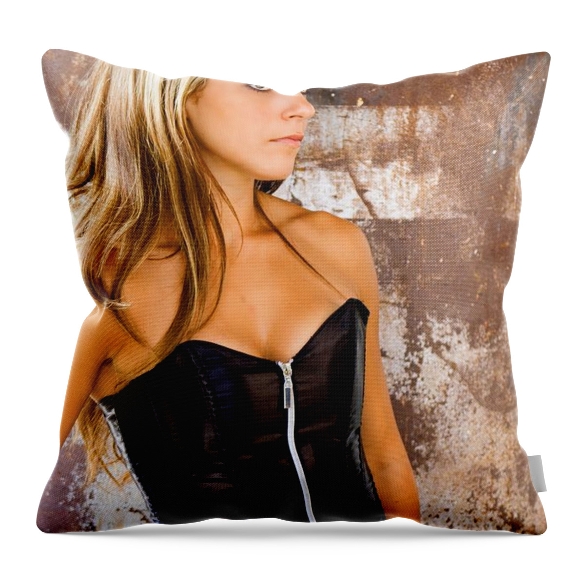 Model Throw Pillow featuring the photograph Model 2 by Randy Wehner