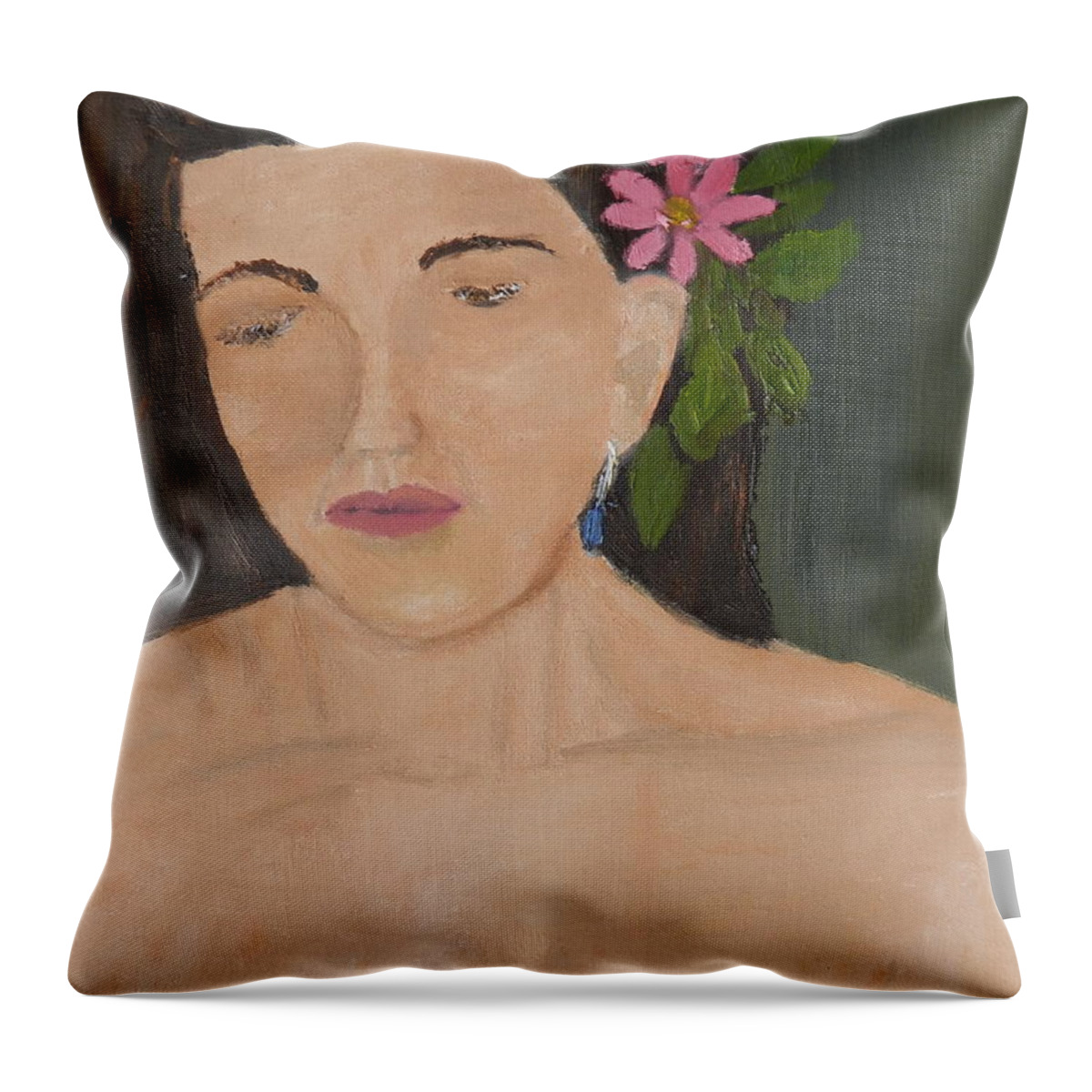 Portrait Throw Pillow featuring the painting Model 3 from Shane Pecks Photograthy by Pamela Meredith