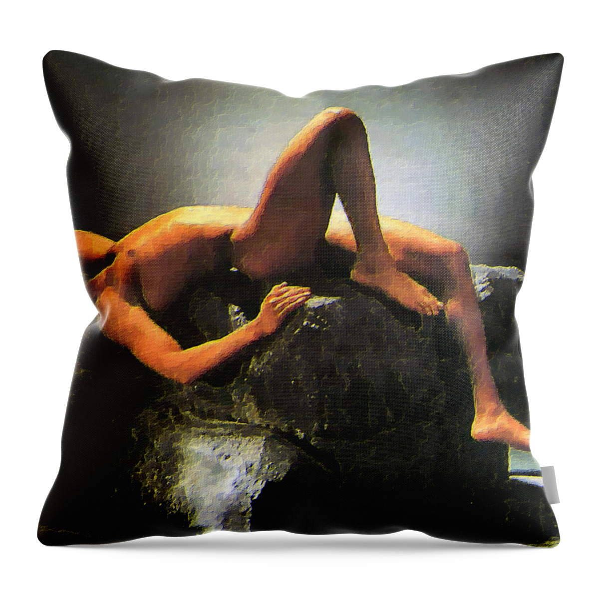 Original Throw Pillow featuring the painting Modern Prometheus  by Troy Caperton
