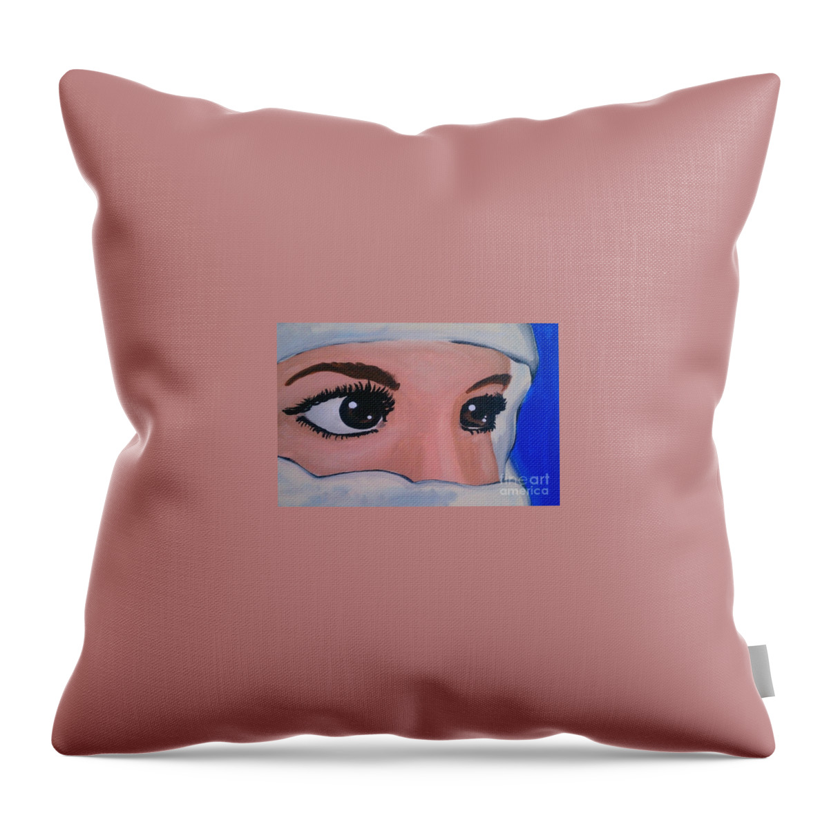 Marisela Mungia Throw Pillow featuring the painting Modesty by Marisela Mungia