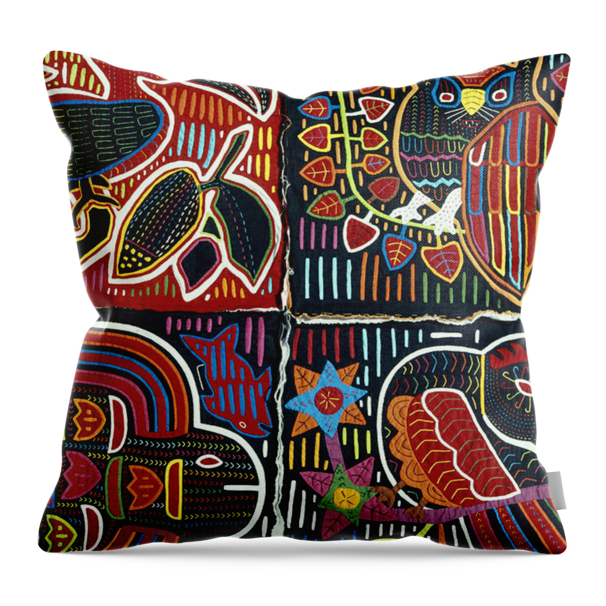 Applique Throw Pillow featuring the photograph Mola Textiles by George Holton