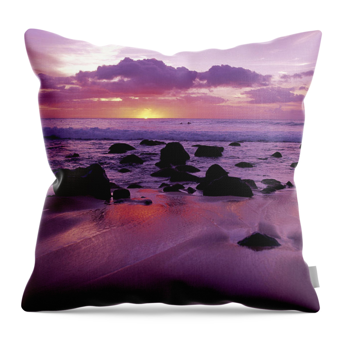 Amaze Throw Pillow featuring the photograph Molokai West Shore Sunset by Ron Dahlquist - Printscapes