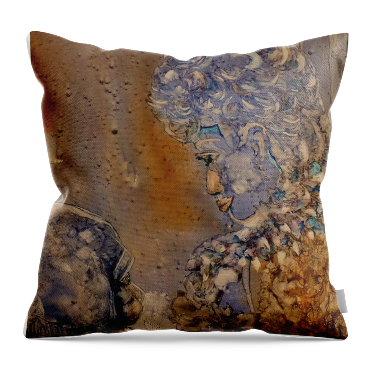 Ksg Throw Pillow featuring the painting Mommy it's Cold by Kim Shuckhart Gunns