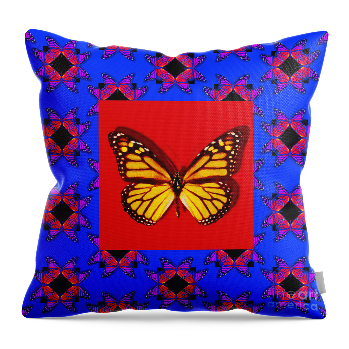 Butterfly Throw Pillow featuring the photograph Monarch Butterfly Abstract Window 20130203m133 by Wingsdomain Art and Photography