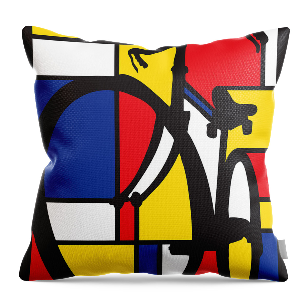 Mondrian Throw Pillow featuring the painting Mondrian Bike by Sassan Filsoof