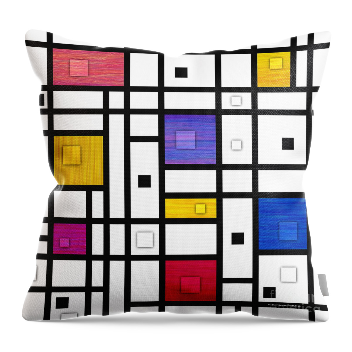 Mondrian Throw Pillow featuring the painting Mondrianish Variation by David K Small