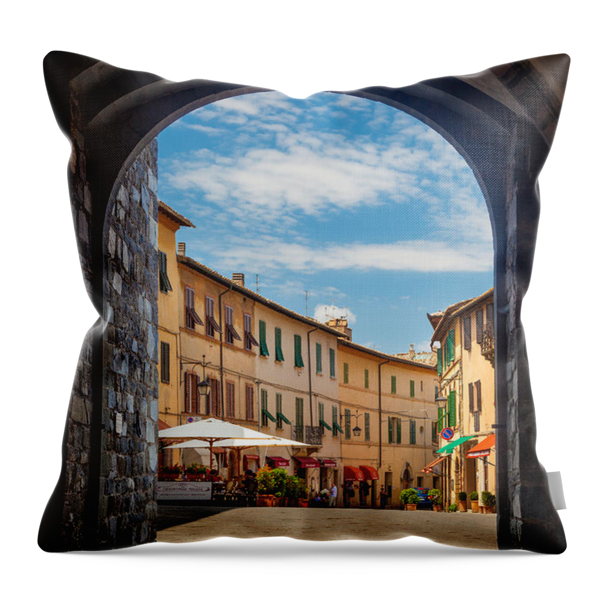 Europe Throw Pillow featuring the photograph Montalcino Loggia by Inge Johnsson
