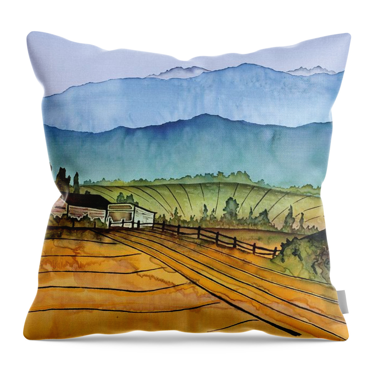 Montana Throw Pillow featuring the tapestry - textile Montana dreams by Carolyn Doe