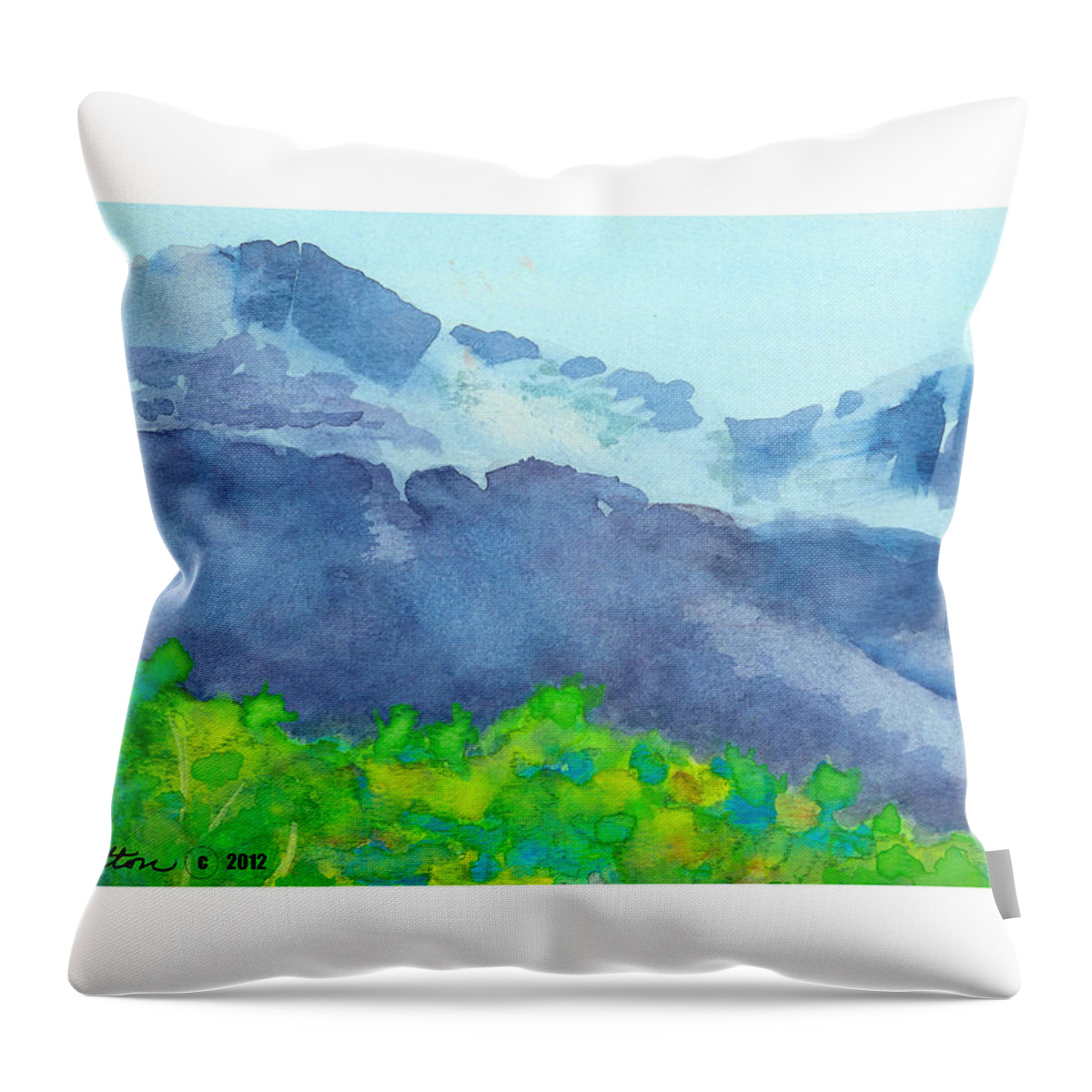 C Sitton Paintings Throw Pillow featuring the painting Montana Mountain Mist by C Sitton