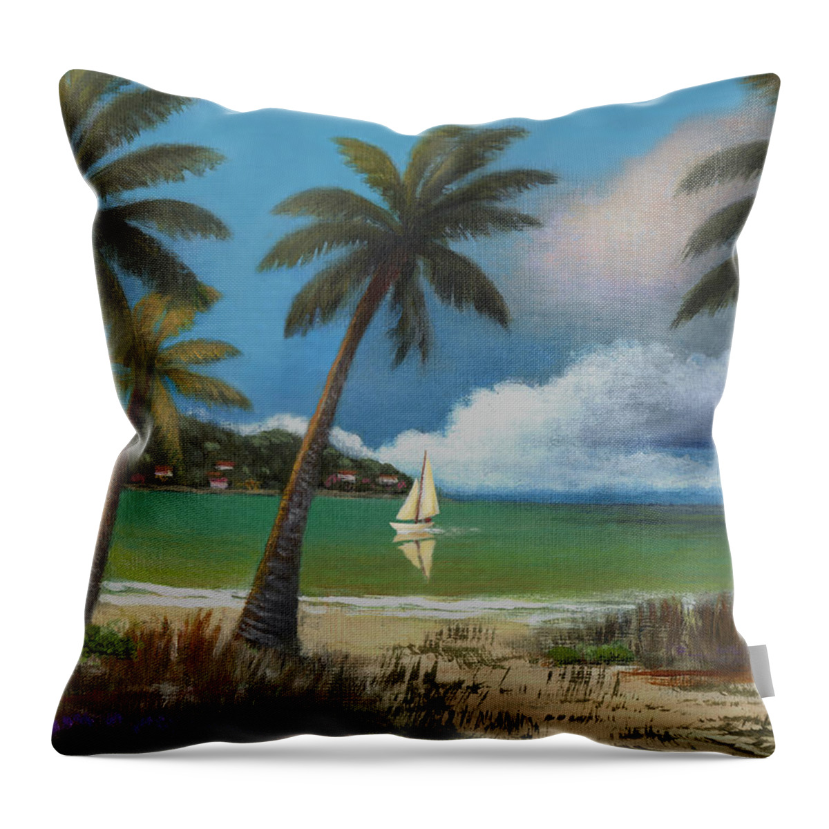 Tropical Throw Pillow featuring the painting Returning Home #1 by Gordon Beck
