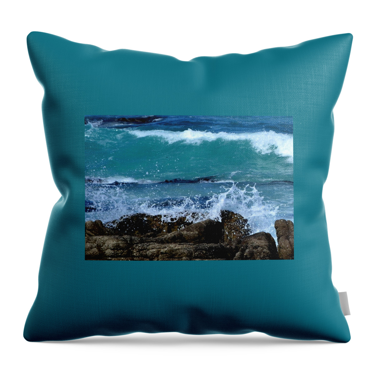 Wave Throw Pillow featuring the photograph Monterey-3 by Dean Ferreira