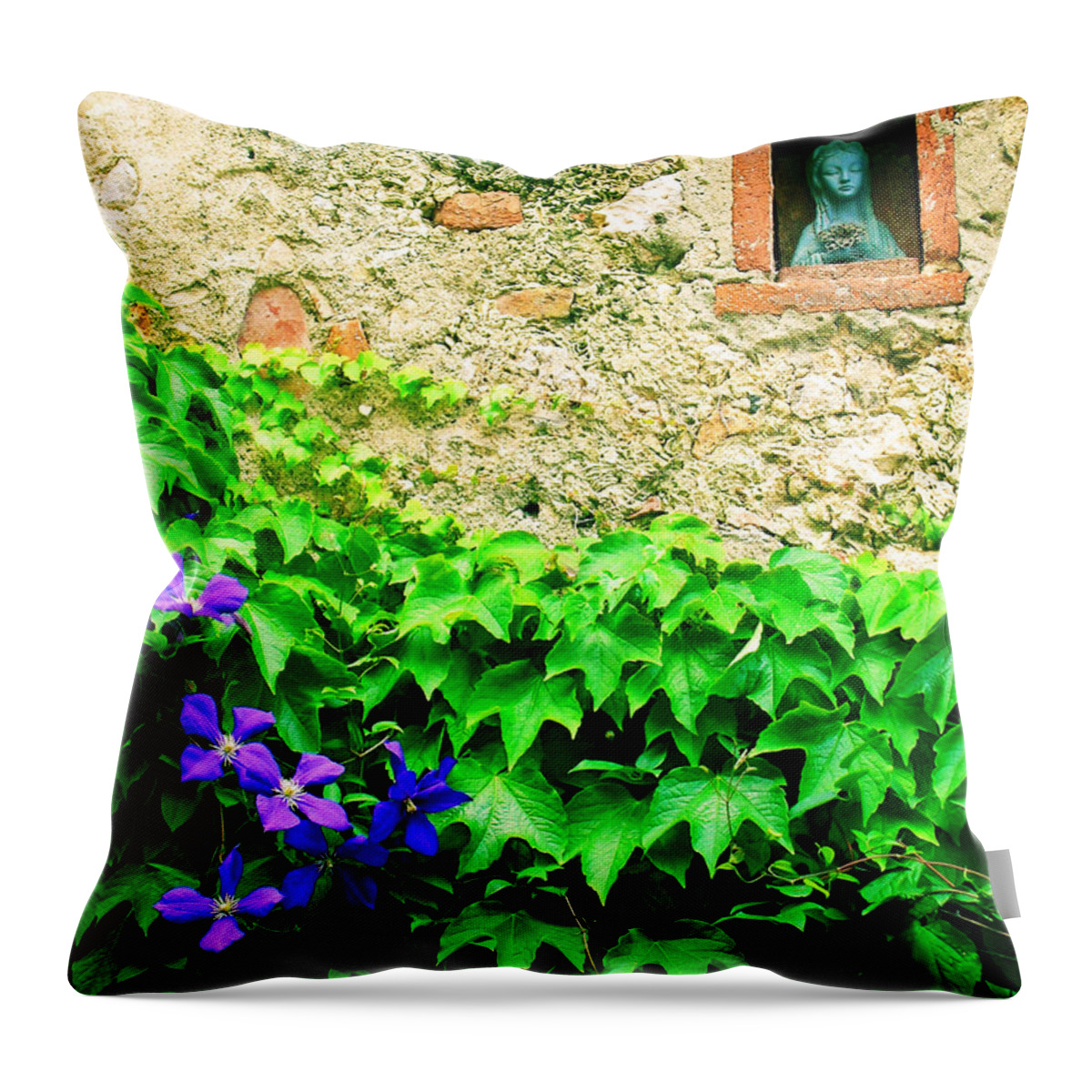 Italy Throw Pillow featuring the digital art Monteriggioni Virgin by Maria Huntley
