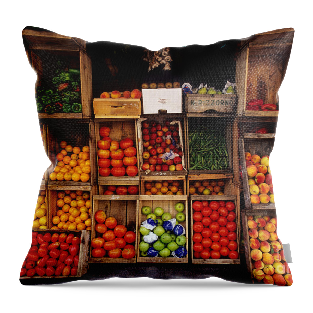 Street Market Throw Pillow featuring the photograph Montevideo Street Market by William H. Mullins