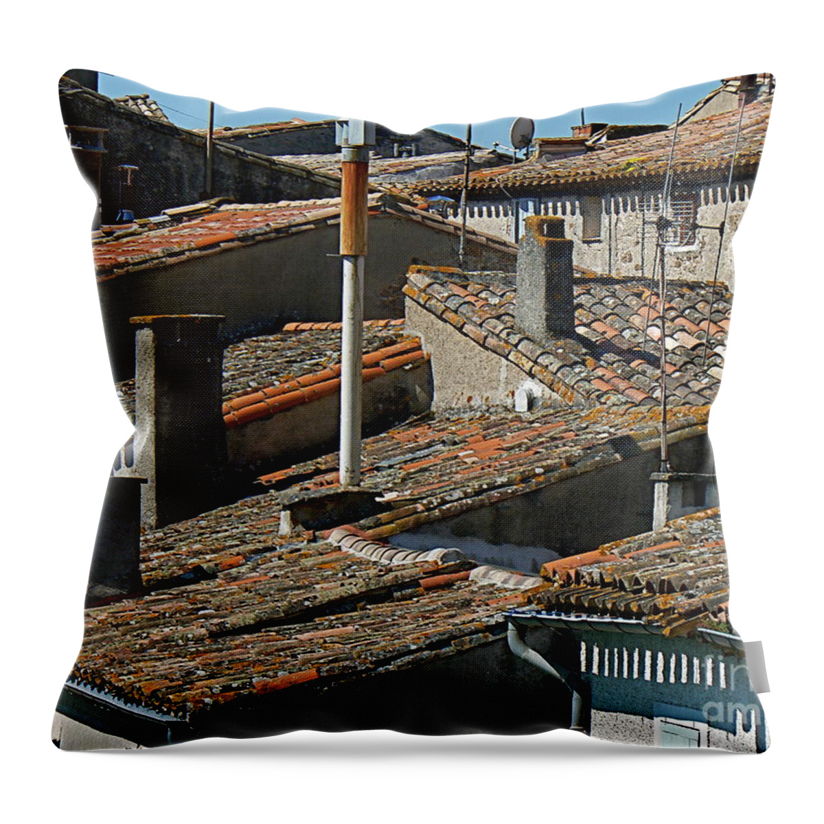 Rooftop Throw Pillow featuring the photograph Tile Rooftops of France by France Art