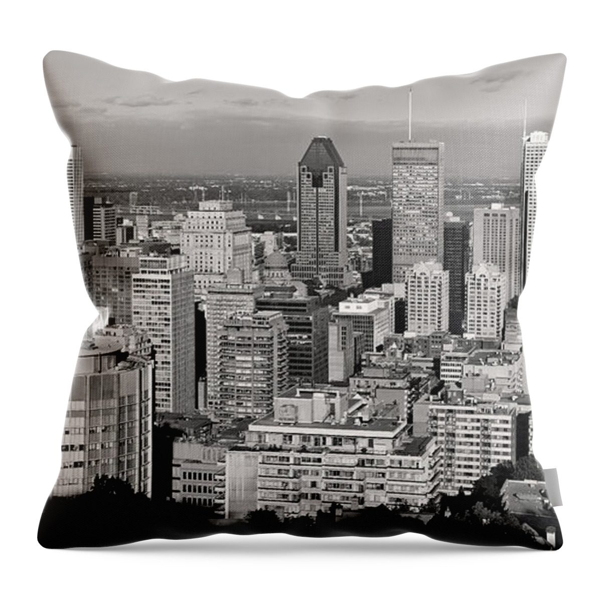 Montreal Throw Pillow featuring the photograph Montreal City skyline in Black and White by Pierre Leclerc Photography
