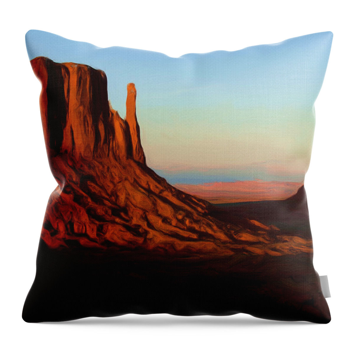 Monument Valley Throw Pillow featuring the painting Monument Valley 2 by Inspirowl Design