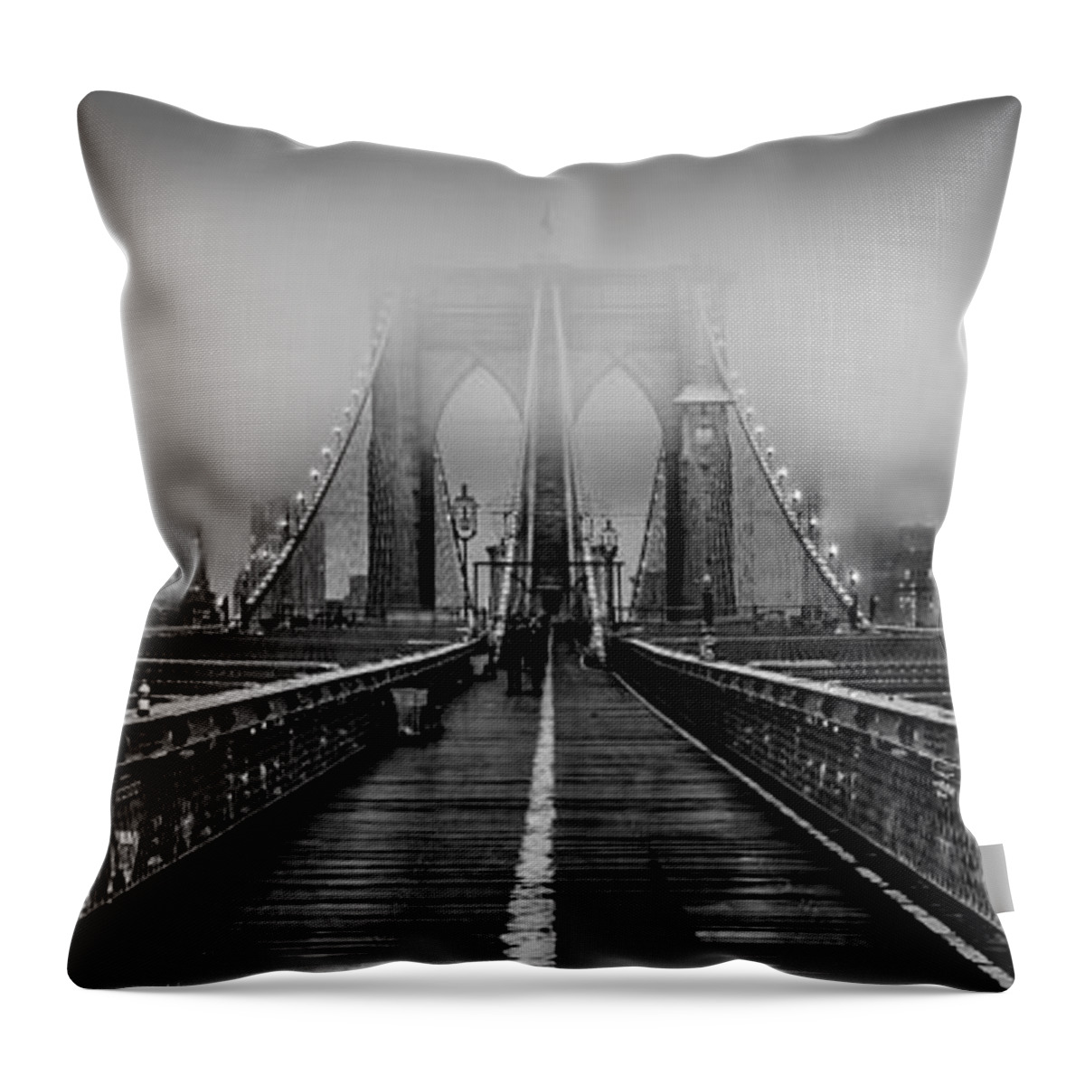 Brooklyn Bridge Throw Pillow featuring the photograph November Rain by Az Jackson