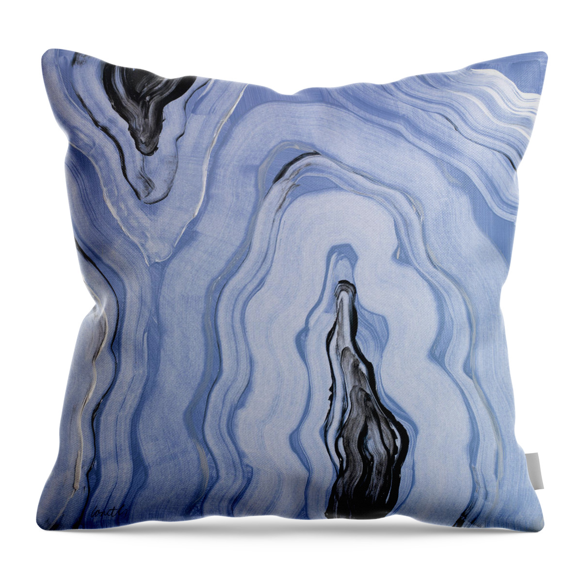 Moody Throw Pillow featuring the painting Moody Blue Agate II by Lanie Loreth