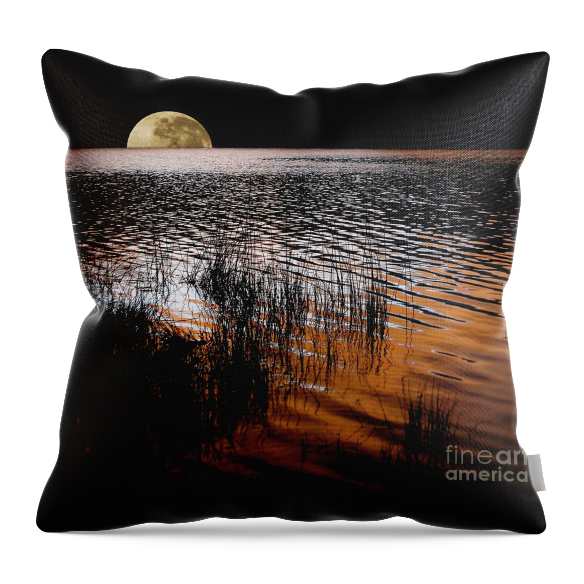 Photography Throw Pillow featuring the photograph Moon catching a glimpse of Sunset by Kaye Menner
