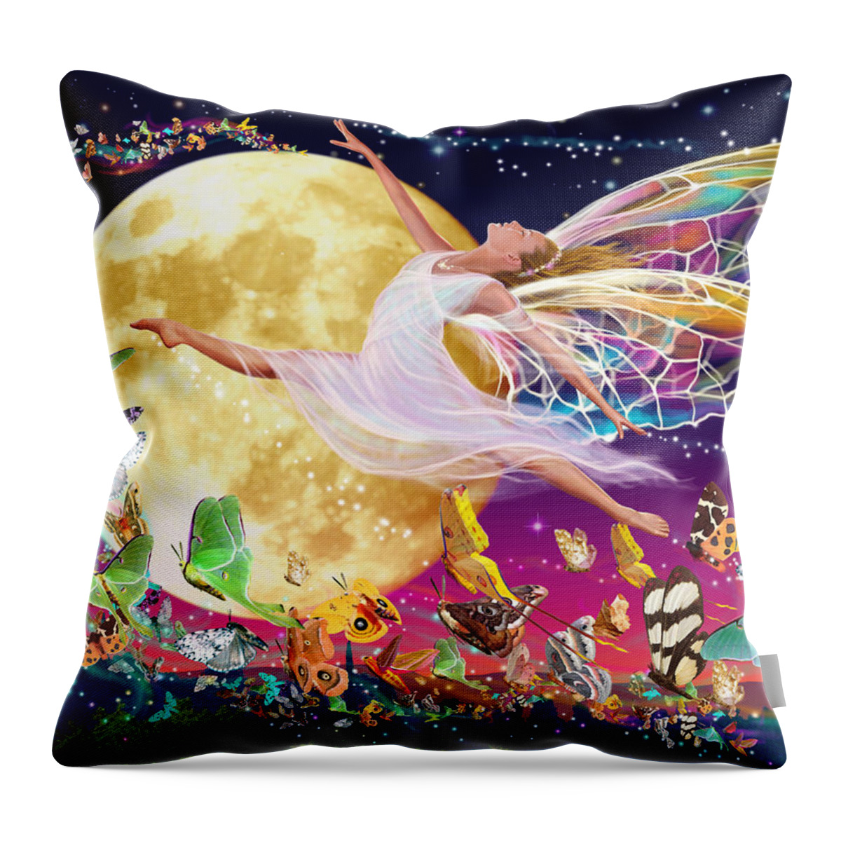 Fairy Throw Pillow featuring the photograph Moon Fairy Variant 1 by MGL Meiklejohn Graphics Licensing