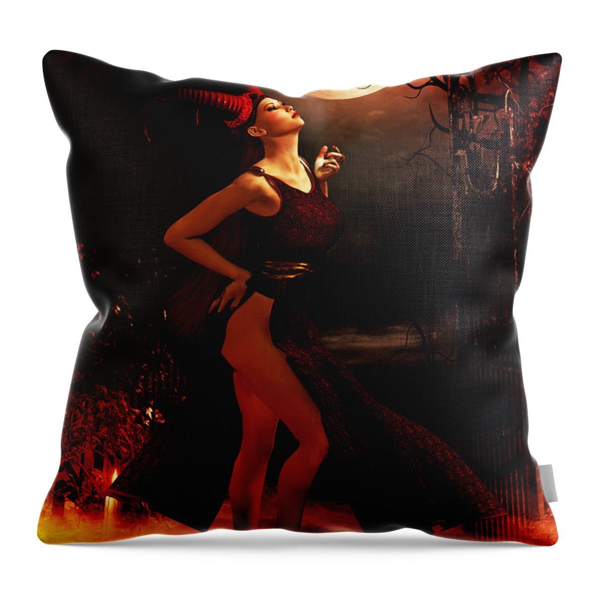 Moon Throw Pillow featuring the digital art Moon Ritual by Alicia Hollinger