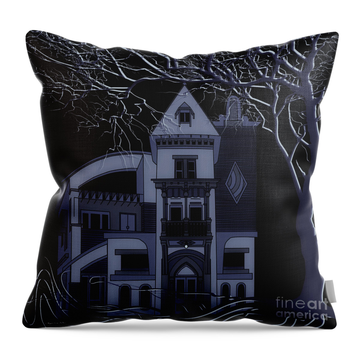 Creepy Tree Throw Pillow featuring the digital art Moon Shine by Megan Dirsa-DuBois