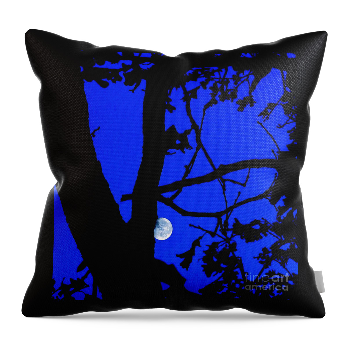 Moon Throw Pillow featuring the photograph Moon through Trees 2 by Janette Boyd