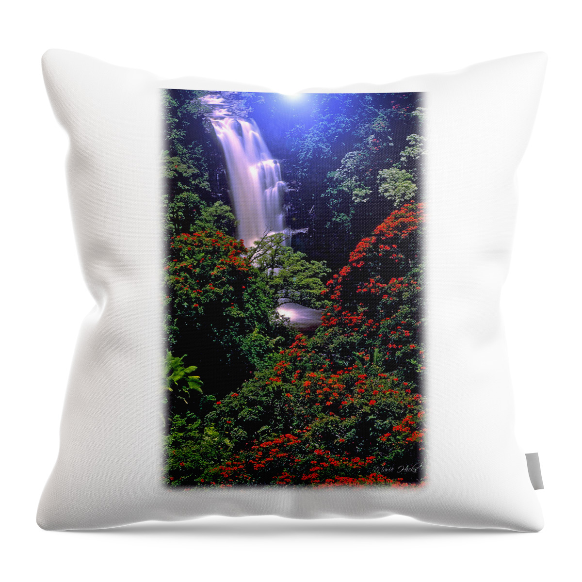 Hawaii Throw Pillow featuring the photograph Moonlight Falls by Marie Hicks