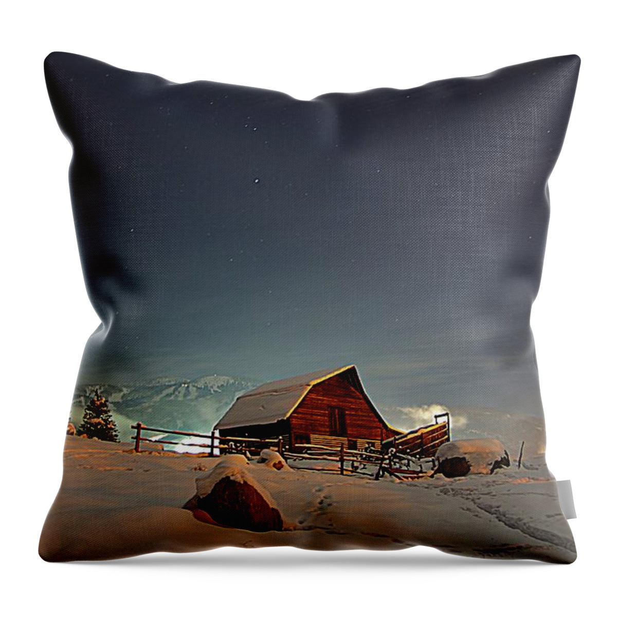Steamboat Springs Throw Pillow featuring the photograph Moonlit Barn by Matt Helm