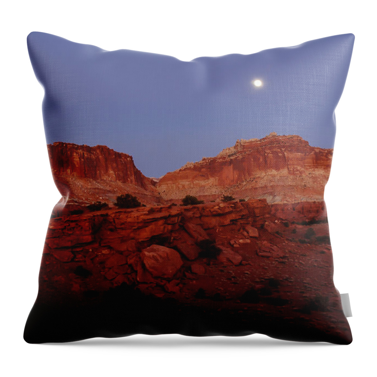 Photography Throw Pillow featuring the photograph Moonrise at Capitol Reef by Lee Kirchhevel