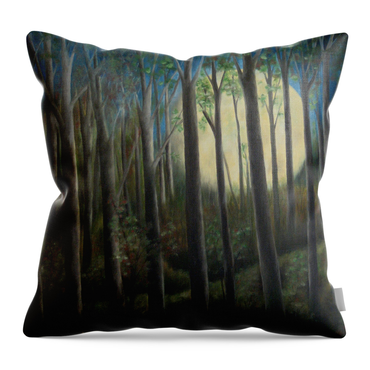 Dusk Throw Pillow featuring the painting Moonrise by FT McKinstry