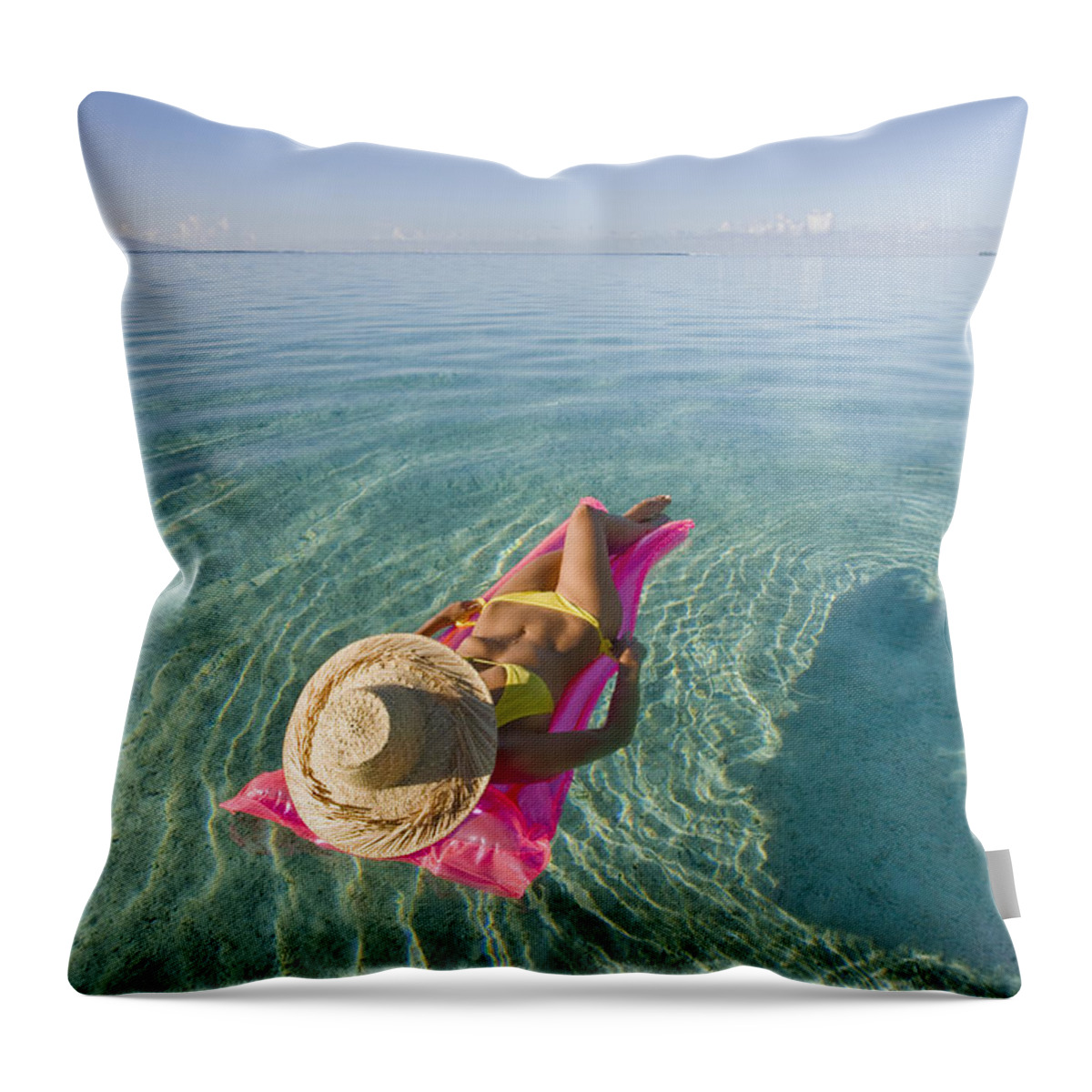 Active Throw Pillow featuring the photograph Moorea Woman floating by M Swiet Productions