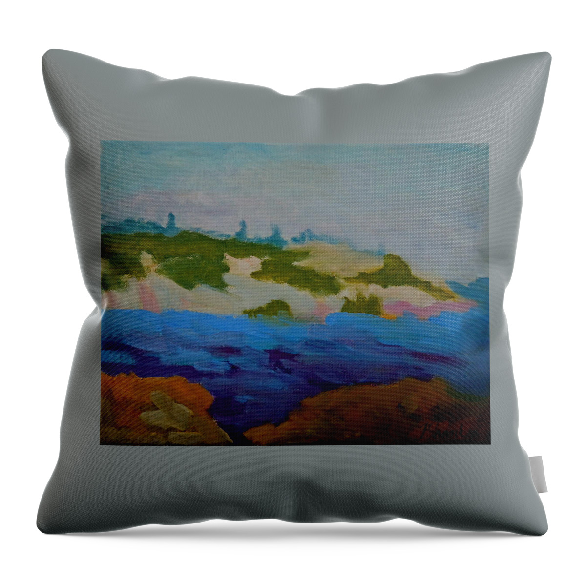 Island Throw Pillow featuring the painting Moose Island - Schoodic Peninsula by Francine Frank