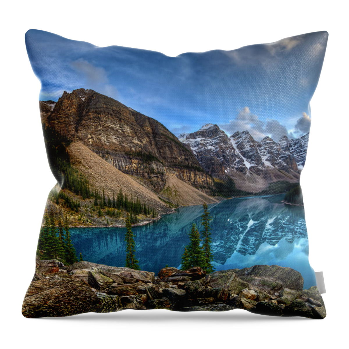 Tranquility Throw Pillow featuring the photograph Moraine Lake, Alberta by Basic Elements Photography