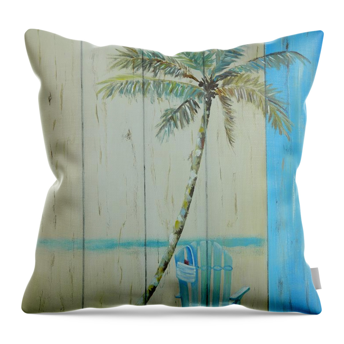 Beach Throw Pillow featuring the painting More Beach Time by Kenneth Harris