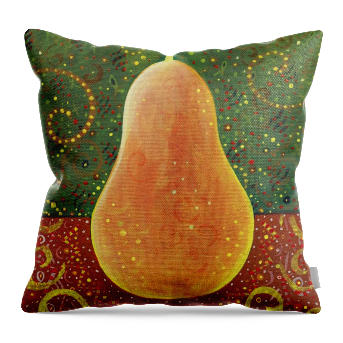 Pear Throw Pillow featuring the painting More Than A Pear by Helena Tiainen