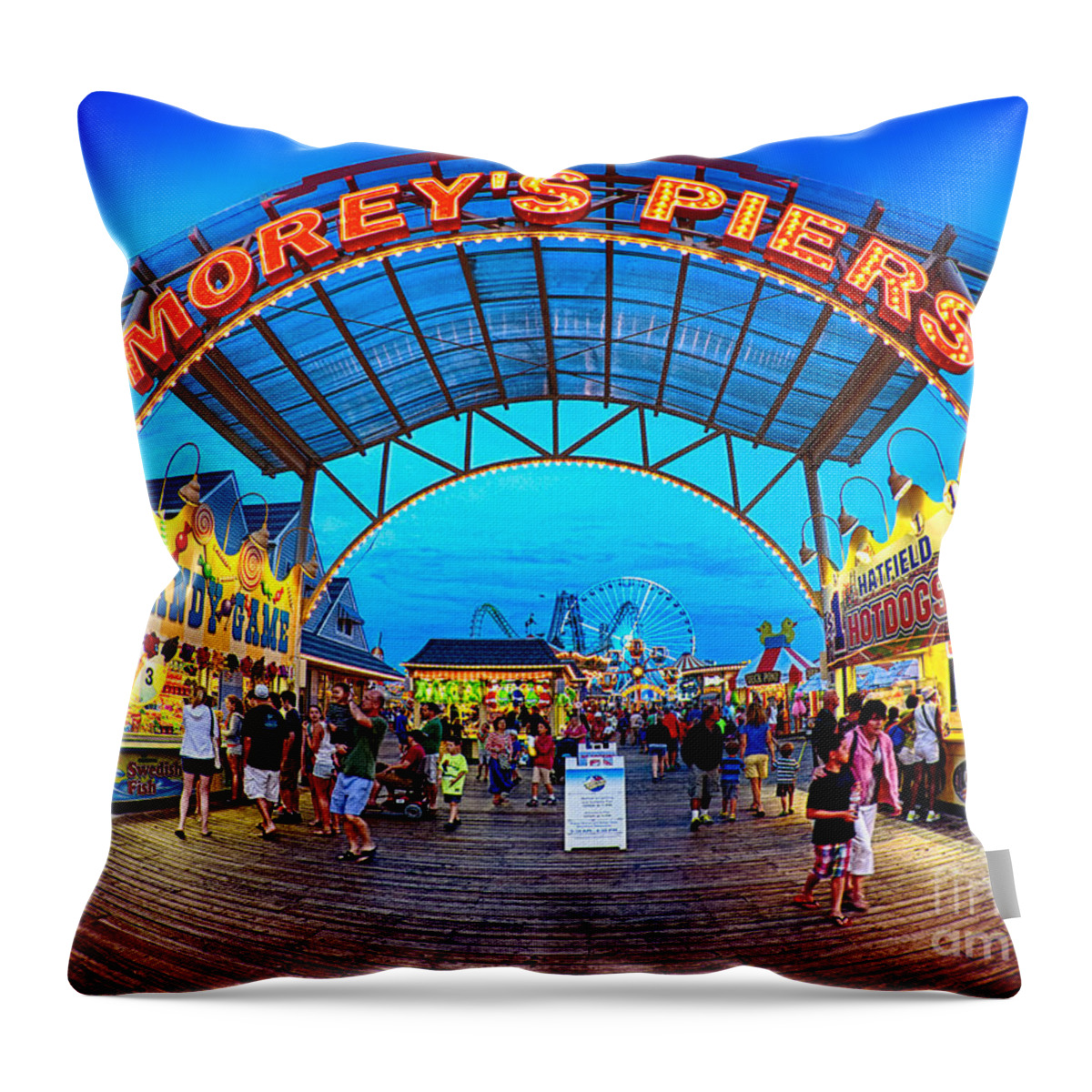 156 Foot Tall Throw Pillow featuring the photograph Moreys Piers in Wildwood by Mark Miller