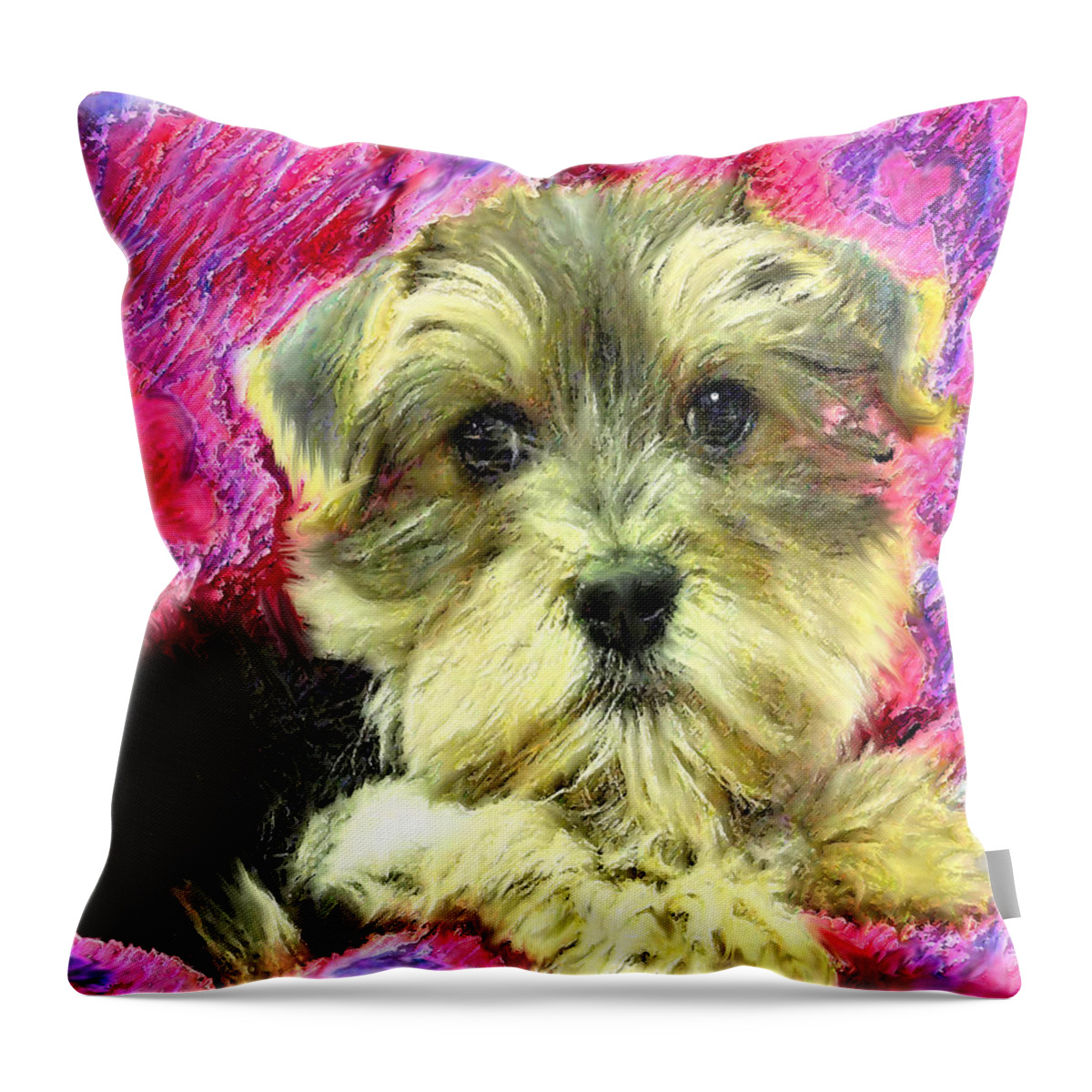 Morkie Throw Pillow featuring the digital art Morkie Puppy by Jane Schnetlage