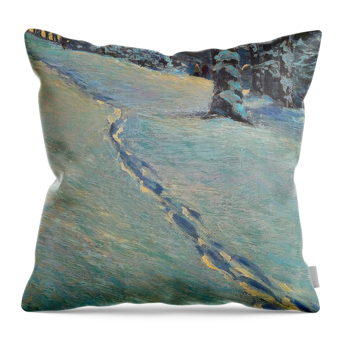 Painting Throw Pillow featuring the painting Morning after Snow by Mountain Dreams