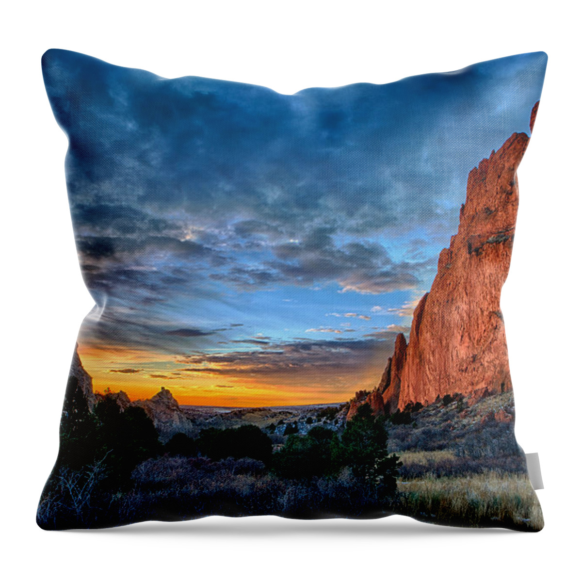 Steve White Throw Pillow featuring the photograph Morning at Garden of the Gods by Steve White