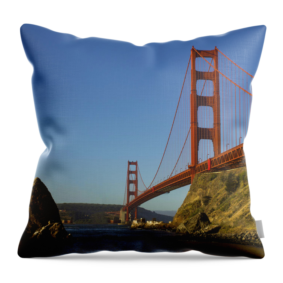 Golden Gate Bridge Throw Pillow featuring the photograph Morning at the Golden Gate by Bryant Coffey