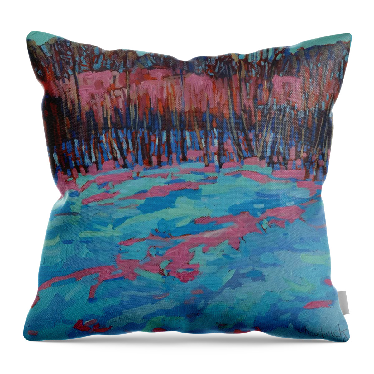 Chadwick Throw Pillow featuring the painting Morning Forest by Phil Chadwick